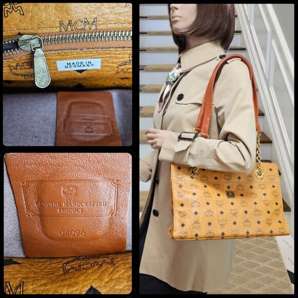 Price is FIRM⚠️ MCM Cognac Visetos Coated Canvas and Leather Chain Tote - Picture 2 of 16